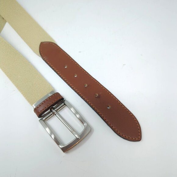 Vintage Amboise Webbed Belt 42 Large Tan Elastic - Picture 4 of 6